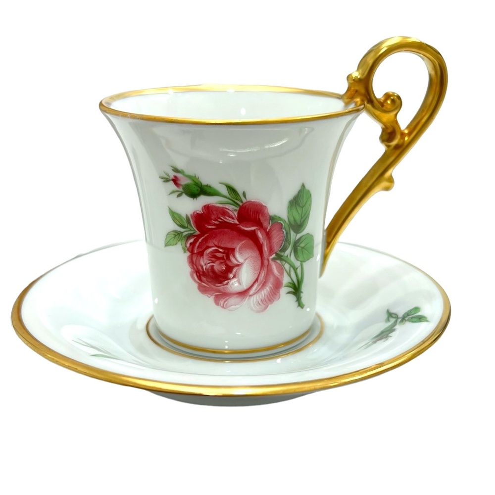 AK KAISER FLORAL DEMITASSE CUPS & SAUCERS - SET OF 3 #1531Circa 1950s-70s